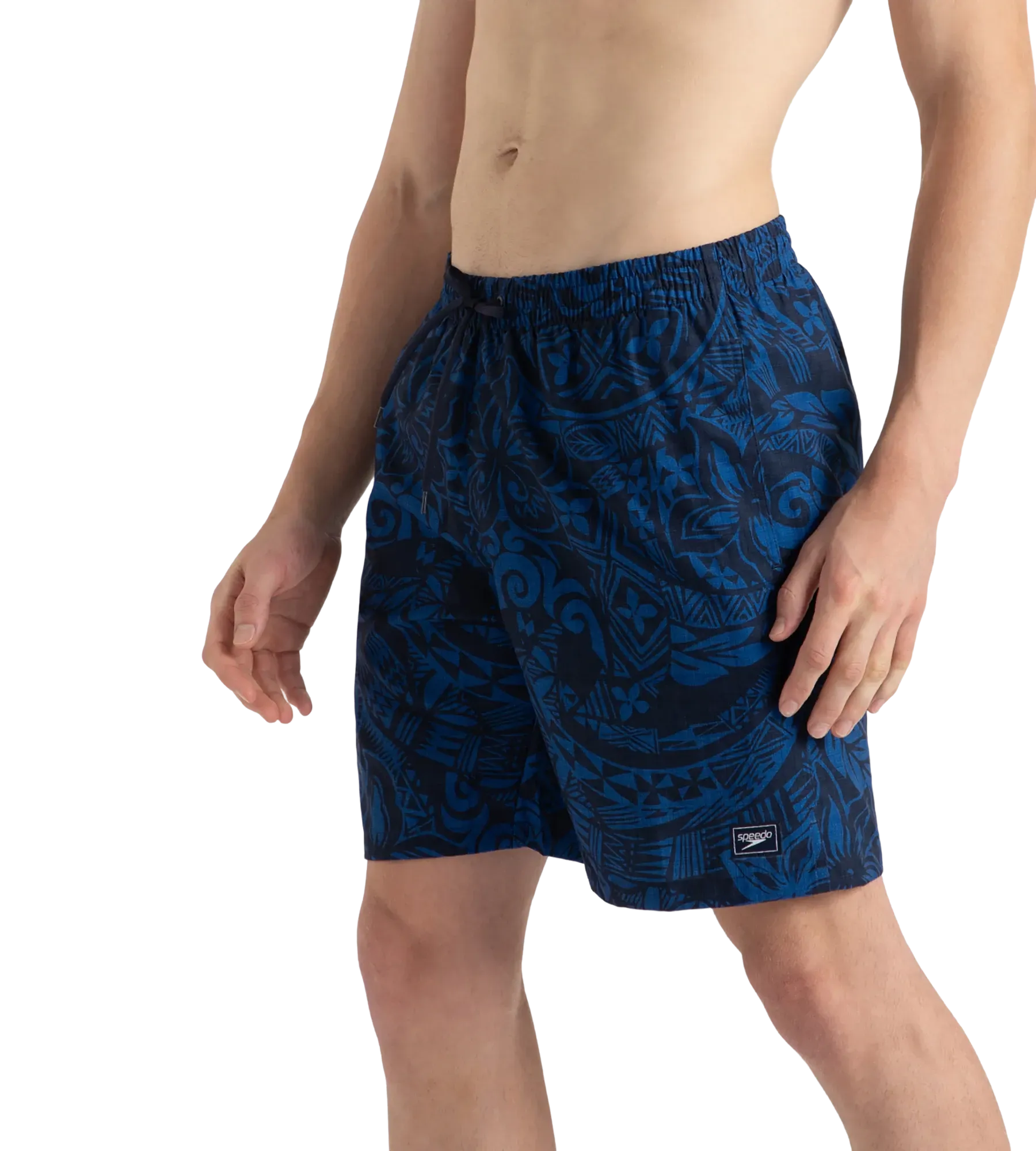 Men's 4 Way Flex Essential Printed Watershorts With Side Pockets - Peacoat & Turkish Sea