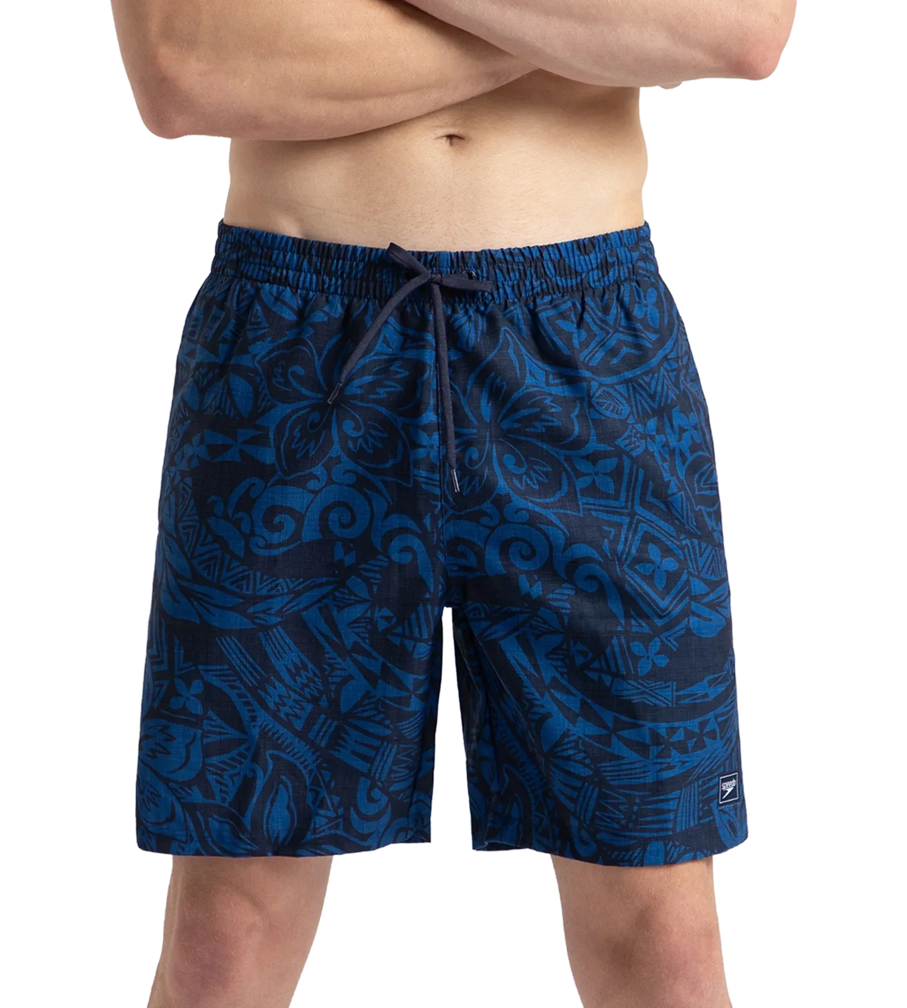 Men's 4 Way Flex Essential Printed Watershorts With Side Pockets - Peacoat & Turkish Sea - Image 2
