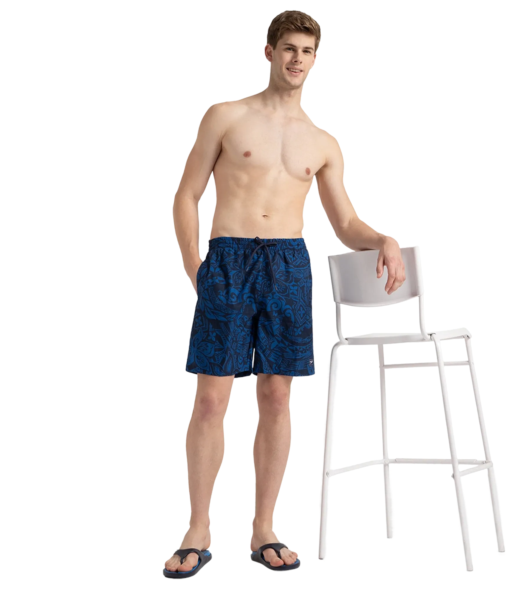 Men's 4 Way Flex Essential Printed Watershorts With Side Pockets - Peacoat & Turkish Sea - Image 7
