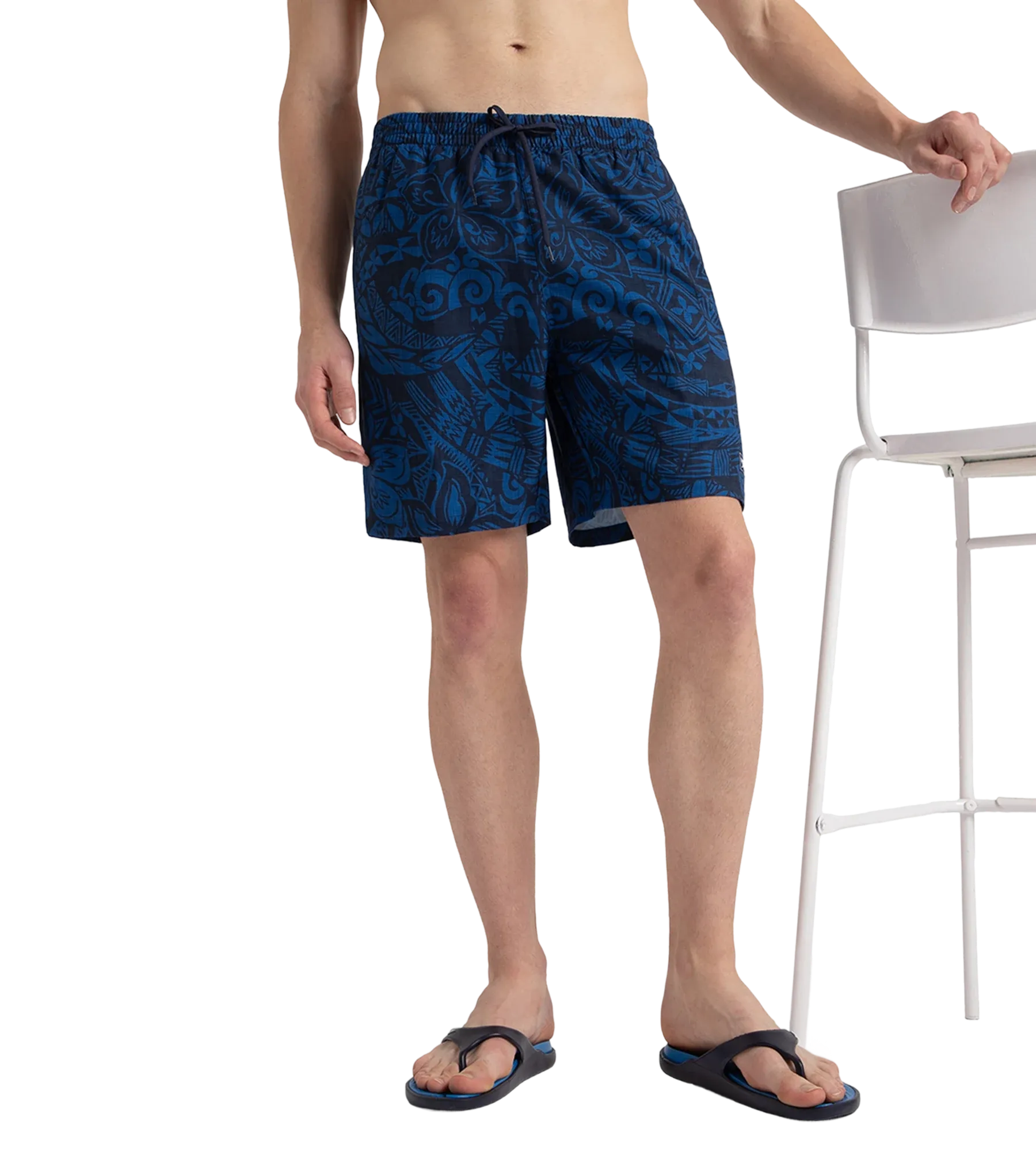 Men's 4 Way Flex Essential Printed Watershorts With Side Pockets - Peacoat & Turkish Sea - Image 8