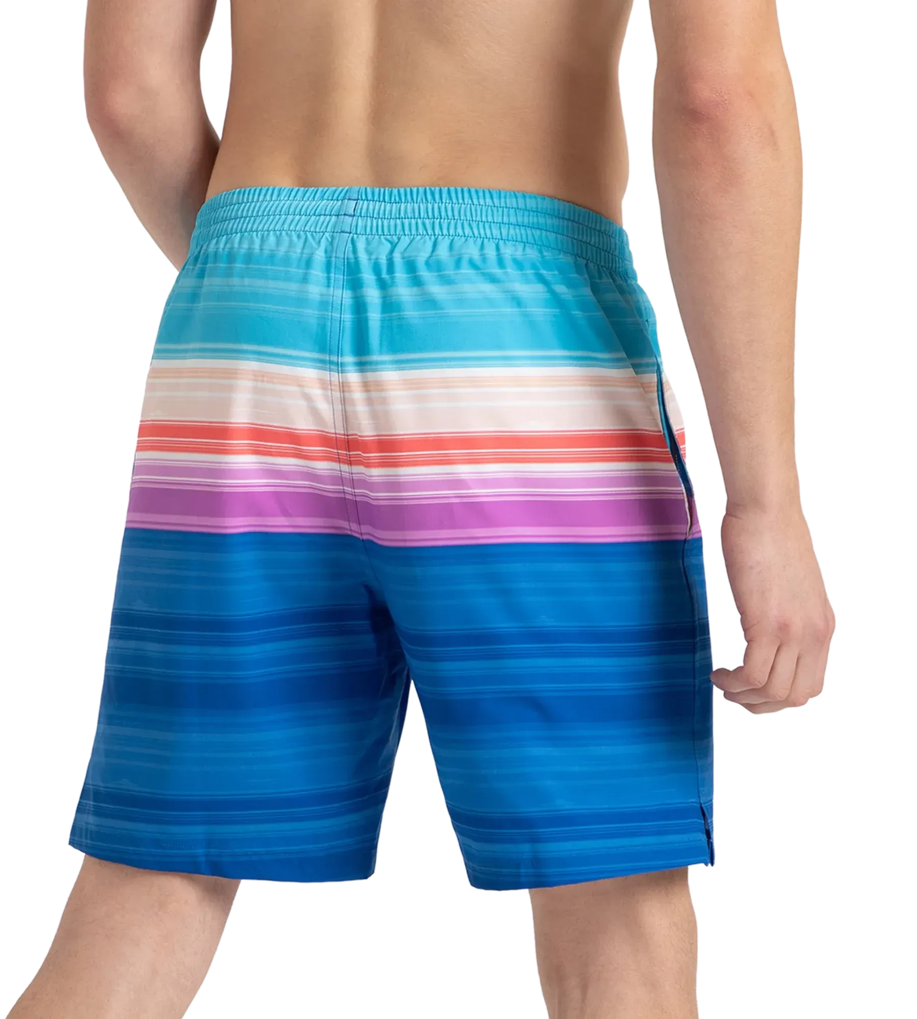 Men's 4 Way Flex Essential Printed Watershorts With Side Pockets - Turkish Sea. Picton Blue & Neon Violet - Image 5