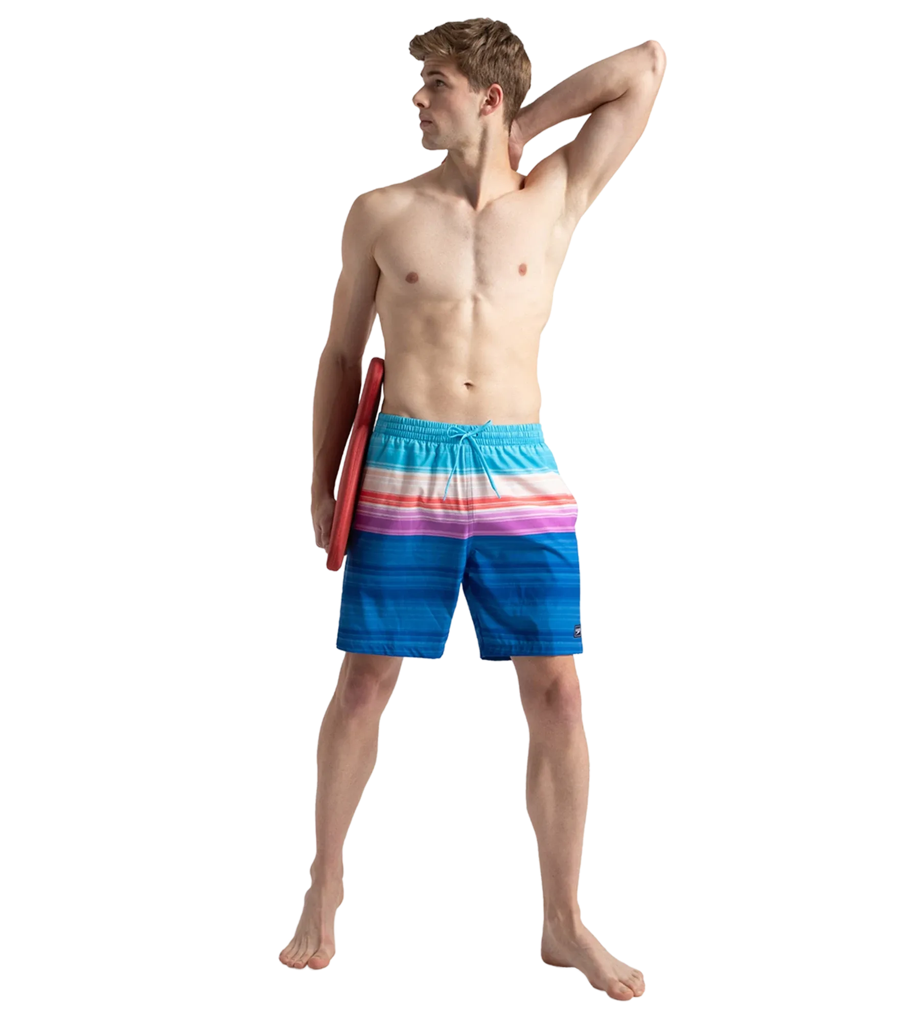 Men's 4 Way Flex Essential Printed Watershorts With Side Pockets - Turkish Sea. Picton Blue & Neon Violet - Image 7
