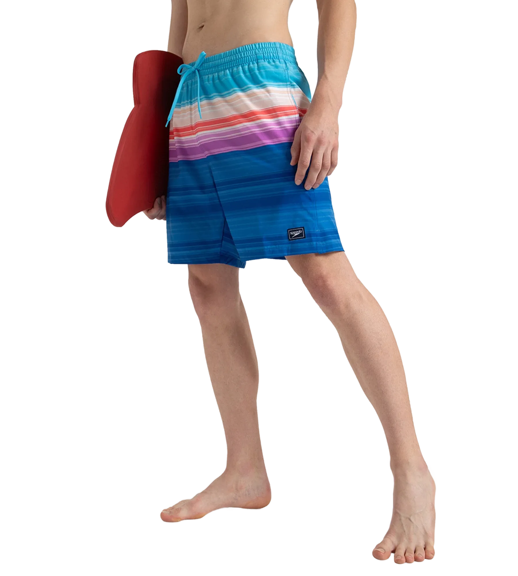Men's 4 Way Flex Essential Printed Watershorts With Side Pockets - Turkish Sea. Picton Blue & Neon Violet - Image 8