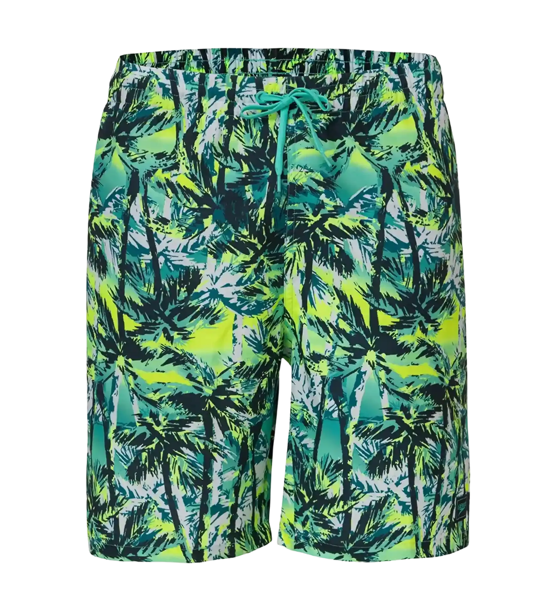 Men's 4 Way Comfort Stretch Essential Printed Watershorts With Side Pockets - Swell Green. Arctic Glass & Hyper Yellow - Image 11