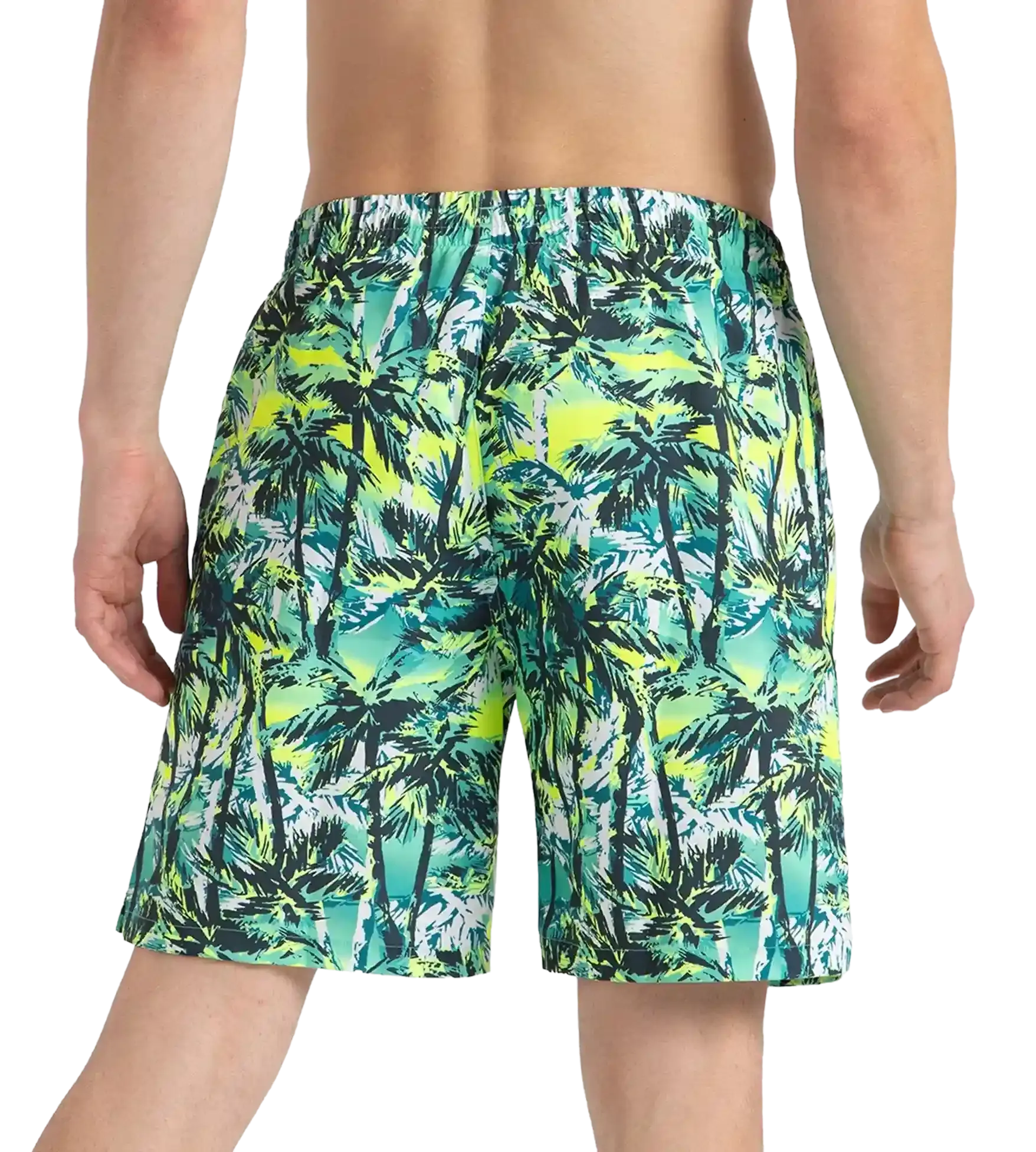 Men's 4 Way Comfort Stretch Essential Printed Watershorts With Side Pockets - Swell Green. Arctic Glass & Hyper Yellow - Image 5