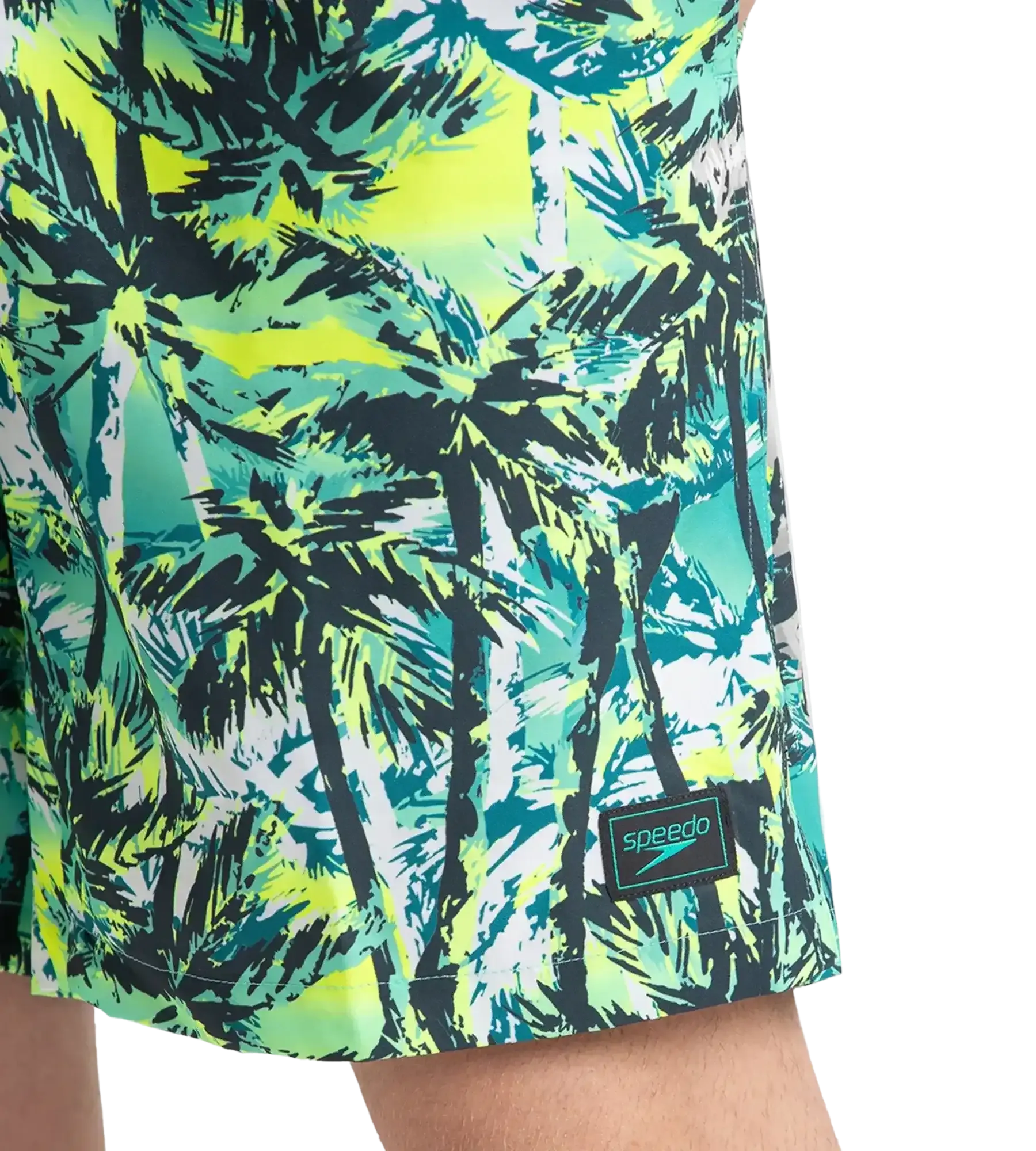 Men's 4 Way Comfort Stretch Essential Printed Watershorts With Side Pockets - Swell Green. Arctic Glass & Hyper Yellow - Image 10
