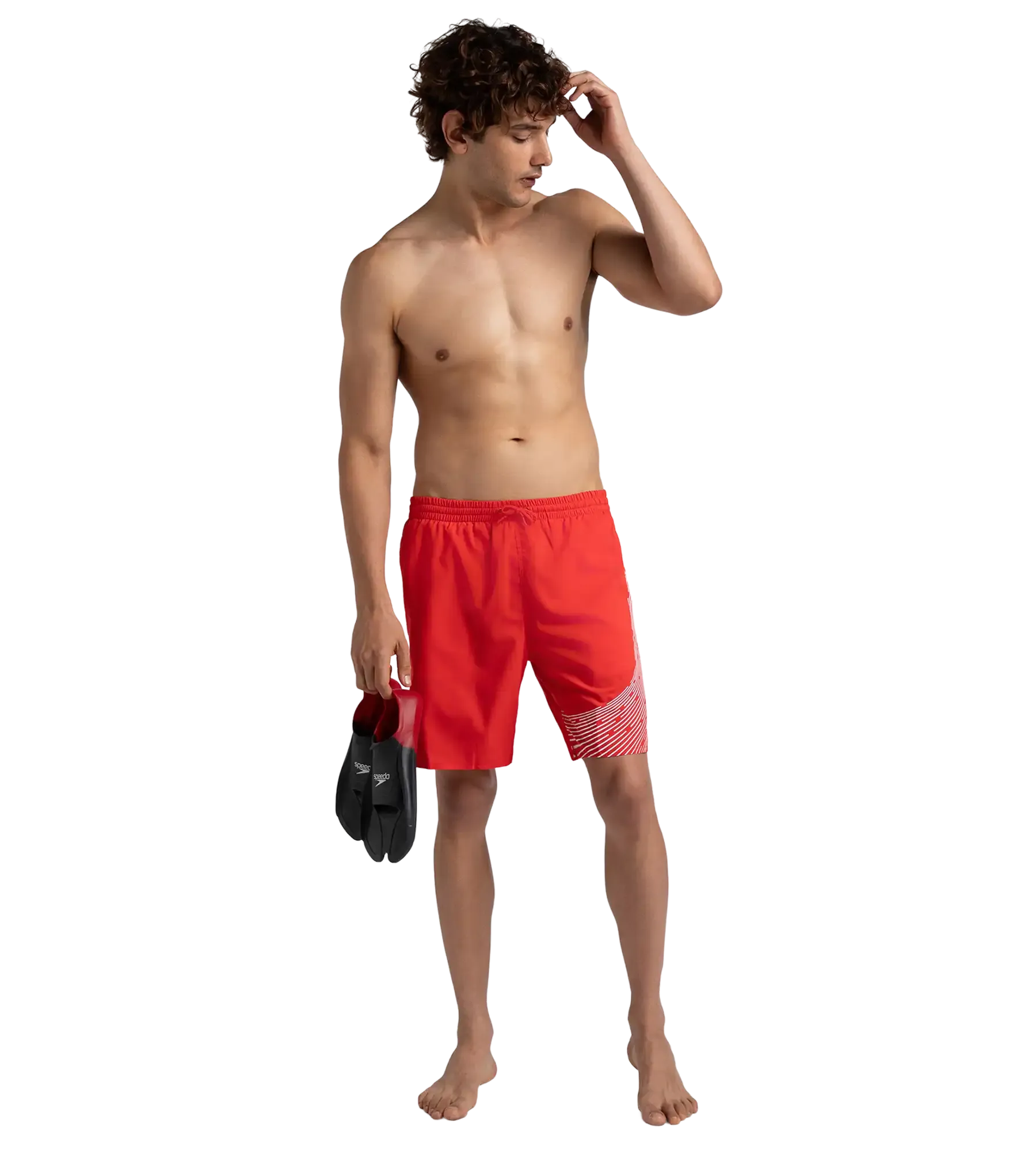 Men's Xpress Lite Essential Medley Logo Printed Watershorts - Watermelon & White - Image 7