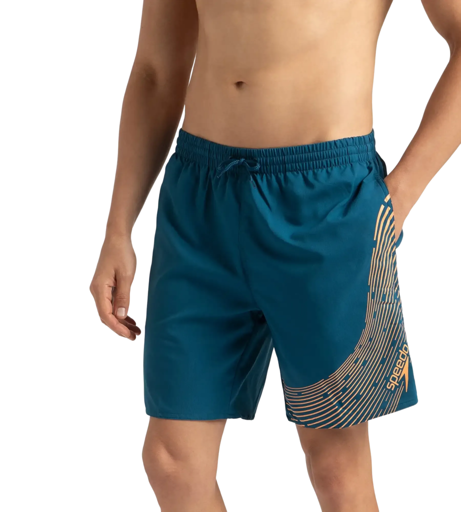 Men's Xpress Lite Essential Medley Logo Printed Watershorts - Dark Teal & Sweet Apricot