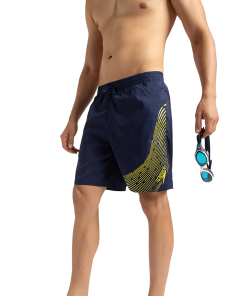 Men's Xpress Lite Essential Medley Logo Printed Watershorts - Navy & Bitter Lime