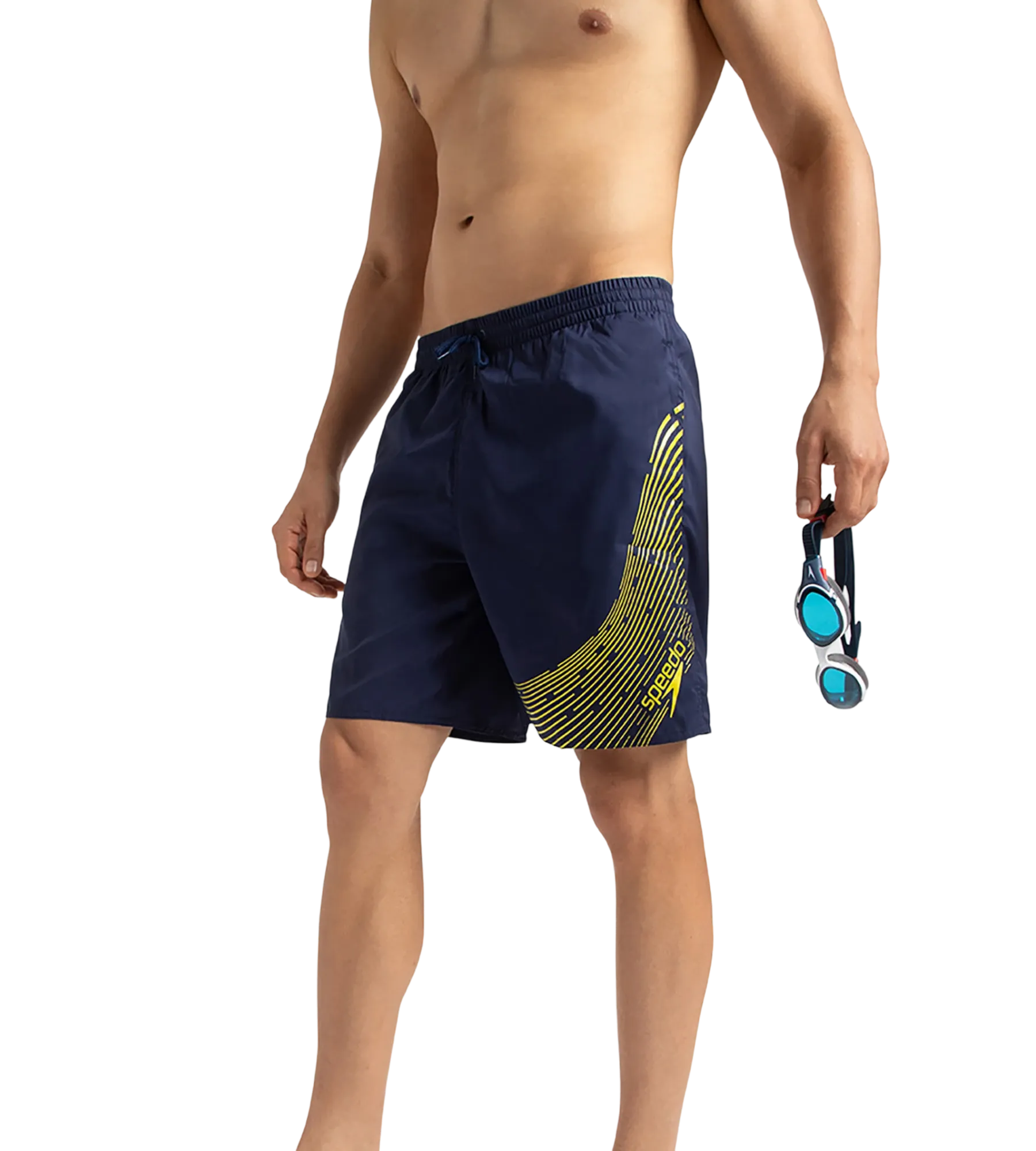 Men's Xpress Lite Essential Medley Logo Printed Watershorts - Navy & Bitter Lime