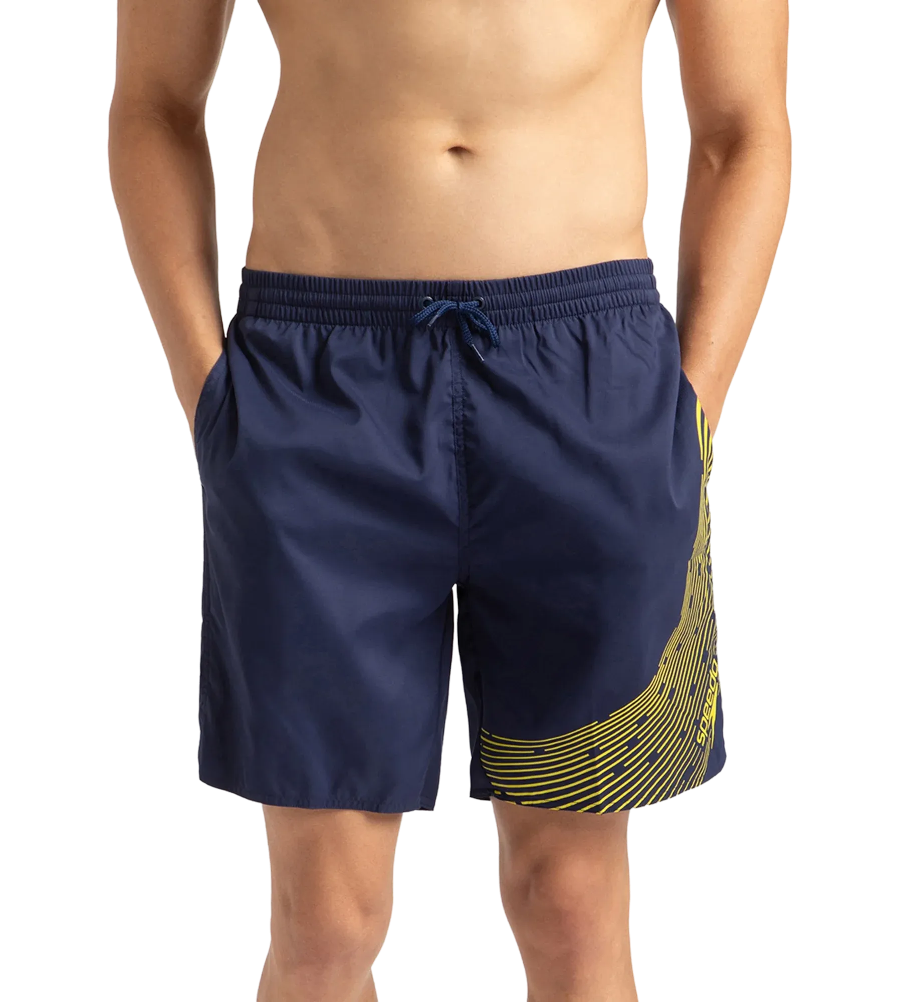 Men's Xpress Lite Essential Medley Logo Printed Watershorts - Navy & Bitter Lime - Image 2