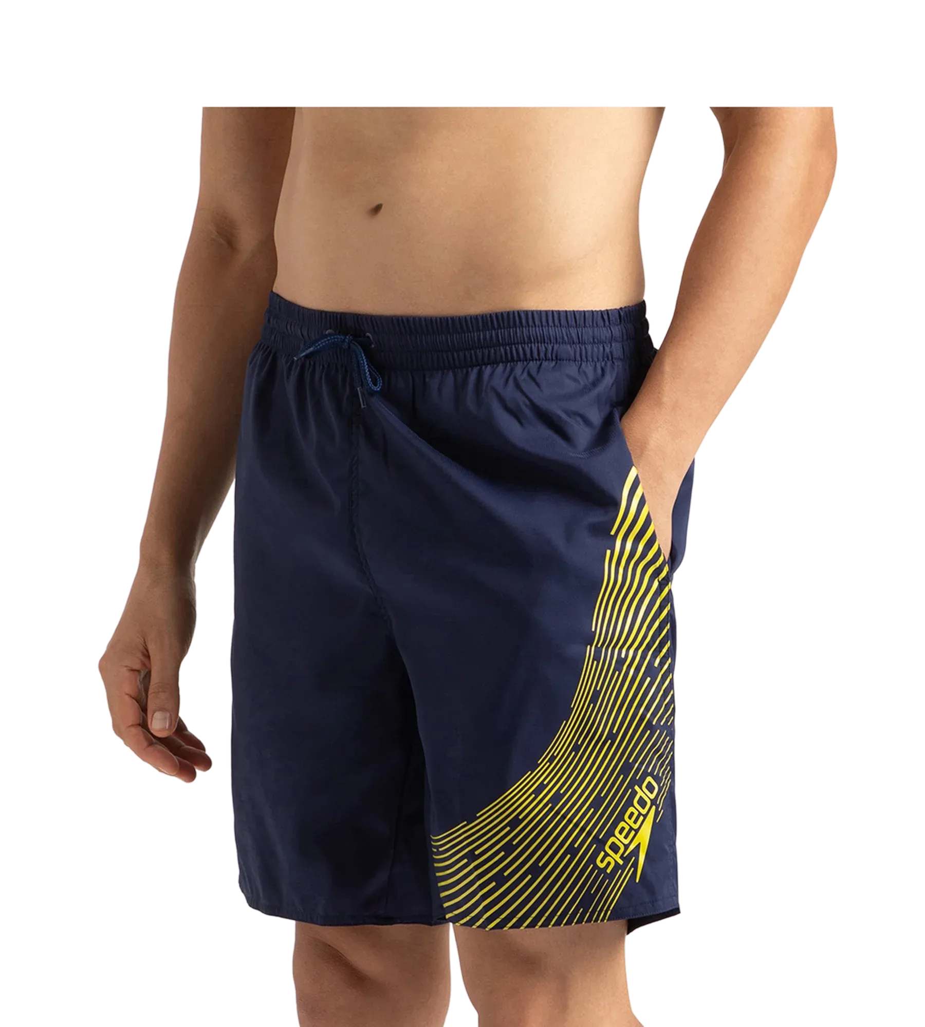 Men's Xpress Lite Essential Medley Logo Printed Watershorts - Navy & Bitter Lime - Image 3