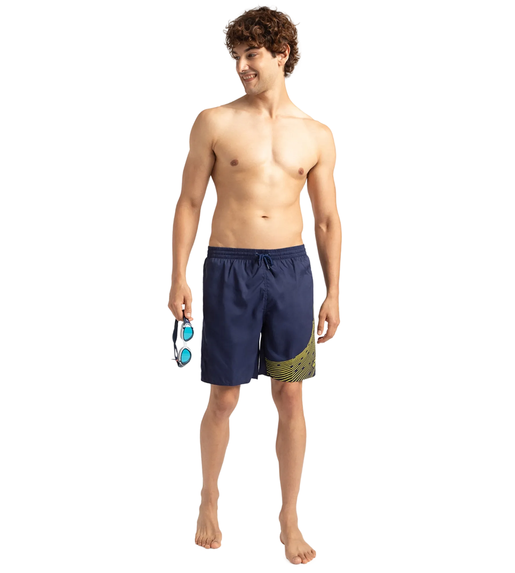Men's Xpress Lite Essential Medley Logo Printed Watershorts - Navy & Bitter Lime - Image 7