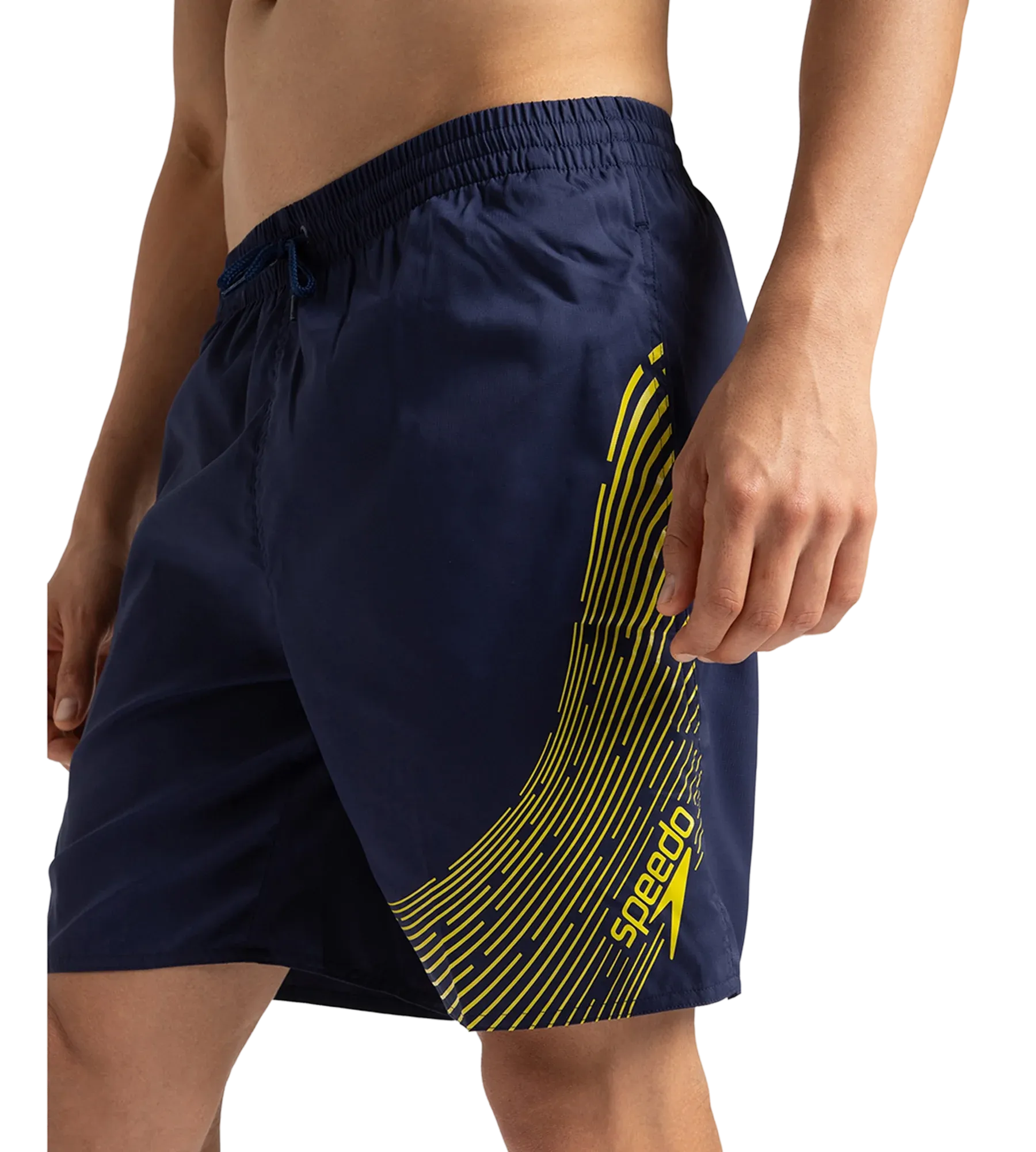 Men's Xpress Lite Essential Medley Logo Printed Watershorts - Navy & Bitter Lime - Image 10