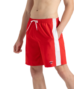 Men's 4 Way Comfort Stretch Steep Volley Watershorts With Side Pockets - High Risk Red & White