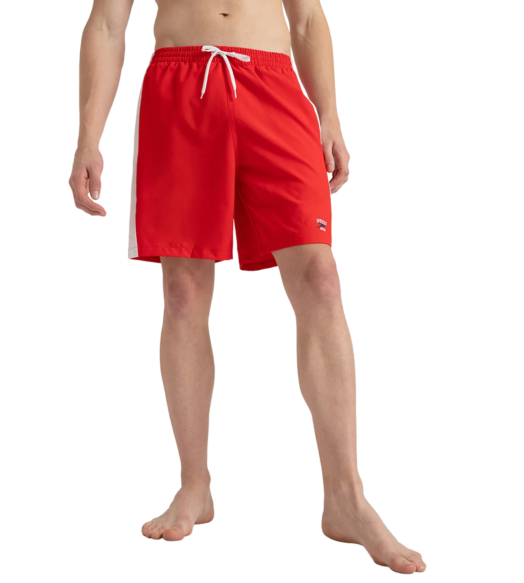 Men's 4 Way Comfort Stretch Steep Volley Watershorts With Side Pockets - High Risk Red & White - Image 8