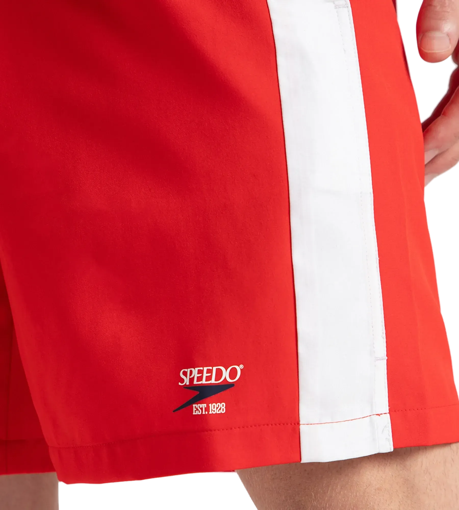 Men's 4 Way Comfort Stretch Steep Volley Watershorts With Side Pockets - High Risk Red & White - Image 10
