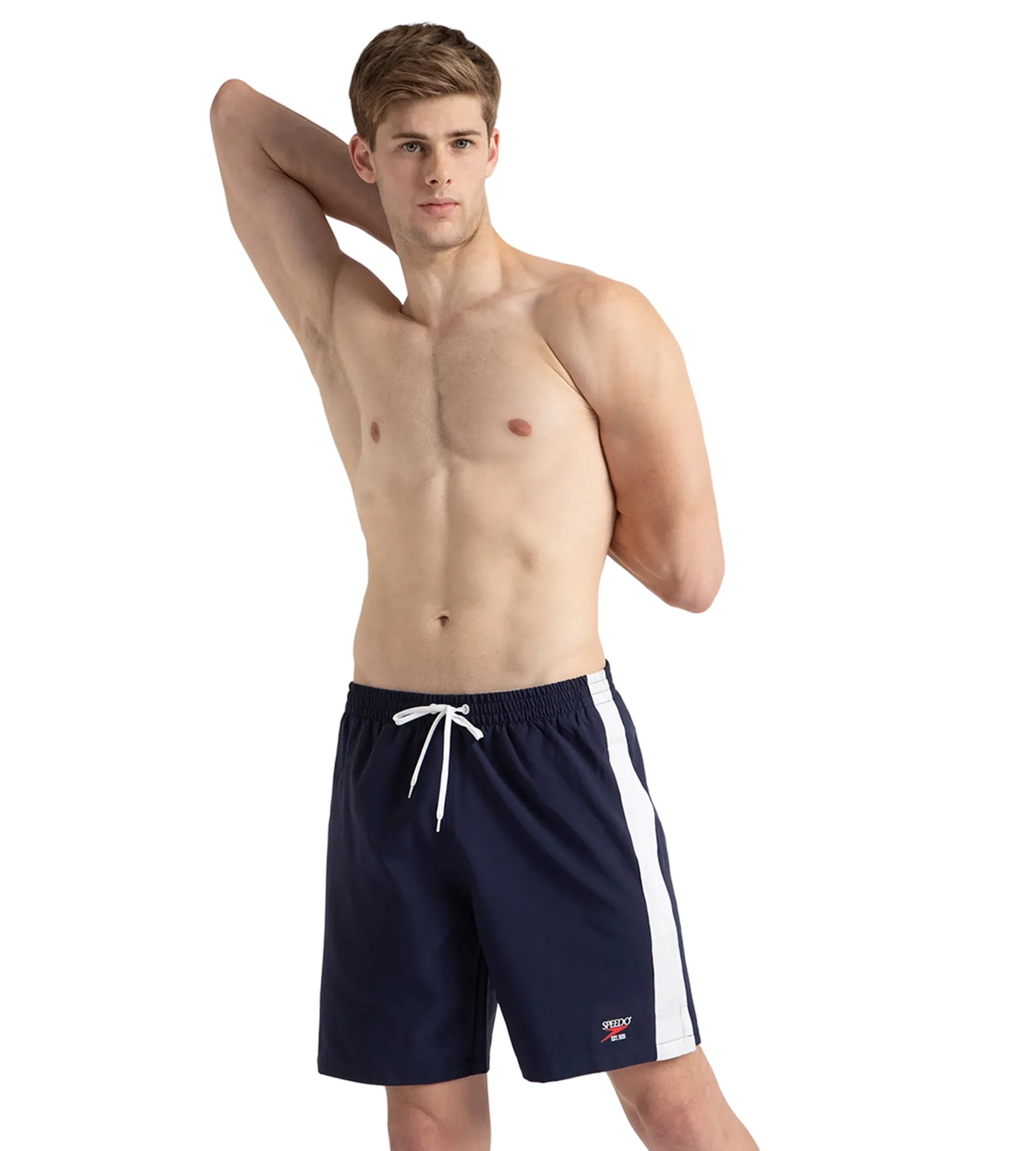 Men's 4 Way Comfort Stretch Steep Volley Watershorts With Side Pockets - Peacoat & White