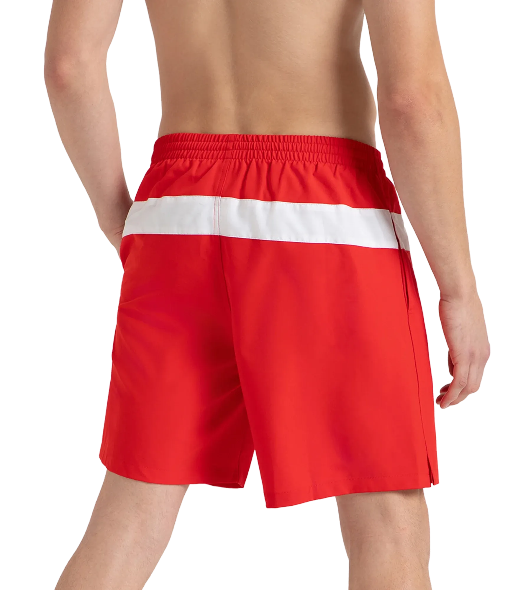 Men's 4 Way Comfort Stretch Volley Watershorts With Side Pockets - High Risk Red & White - Image 5