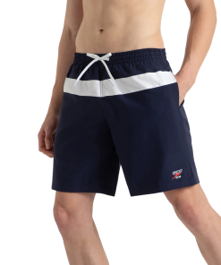 Men's 4 Way Comfort Stretch Volley Watershorts With Side Pockets - Peacoat & White