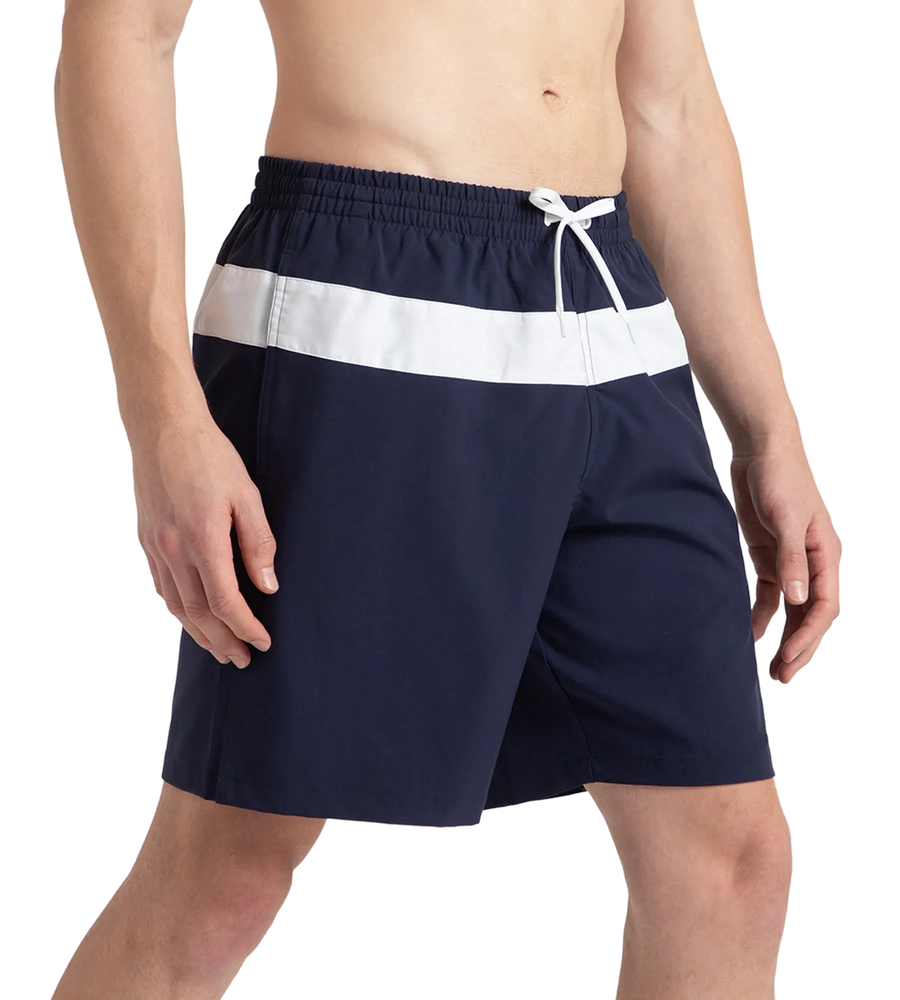 Men's 4 Way Comfort Stretch Volley Watershorts With Side Pockets - Peacoat & White - Image 4