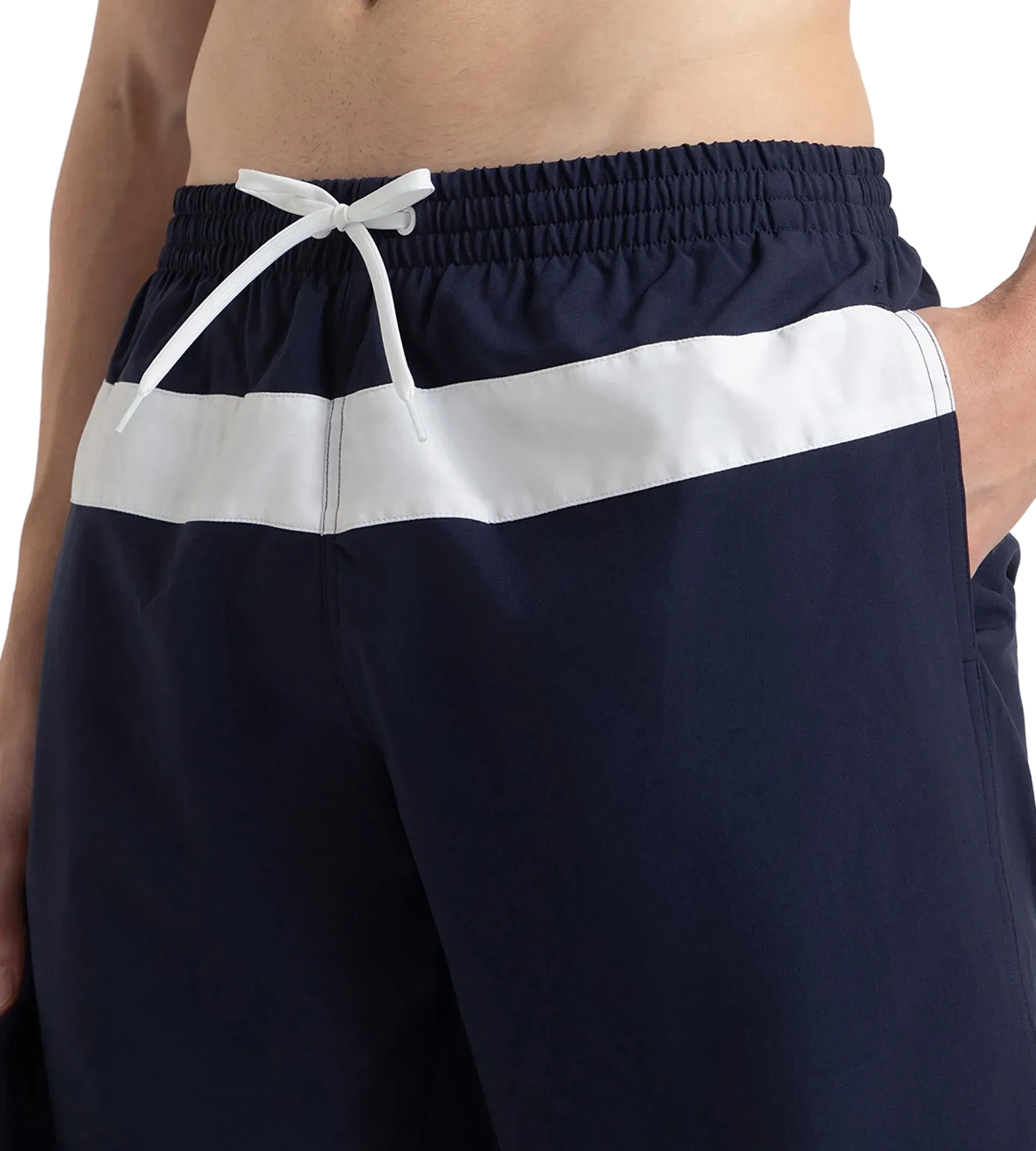 Men's 4 Way Comfort Stretch Volley Watershorts With Side Pockets - Peacoat & White - Image 9