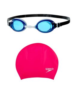 Combo of Goggles & Cap For Women - Blue & Pink